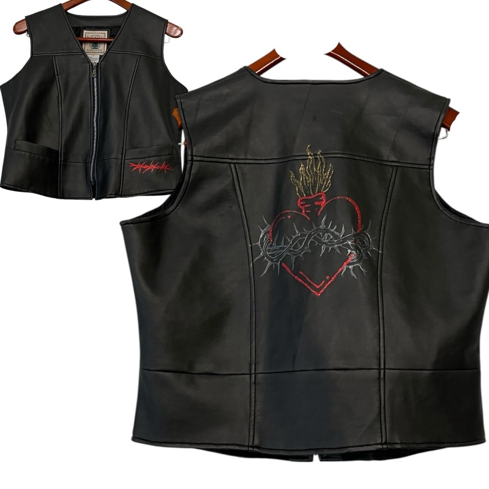 Vintage Northwest Territory Sacred Heart Faux Leather Vest